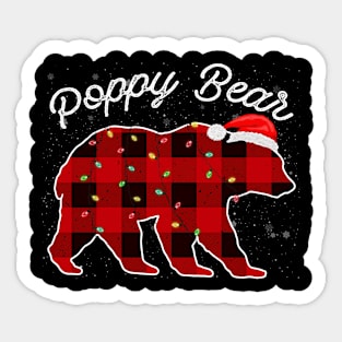 Poppy Bear Santa Christmas Pajama Red Plaid Buffalo Family Funny Sticker